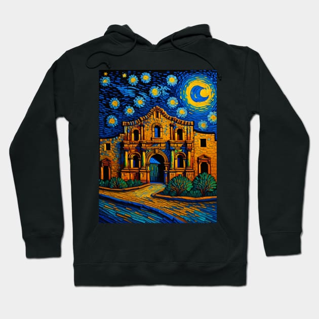 The Alamo in starry night Hoodie by FUN GOGH